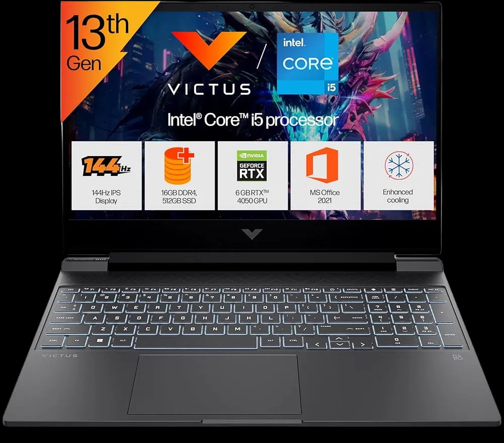 HP Victus Gaming 15 i5 13th Gen 16GB RAM 512GB SSD RTX 4050 6GB Graphics– Refurbished