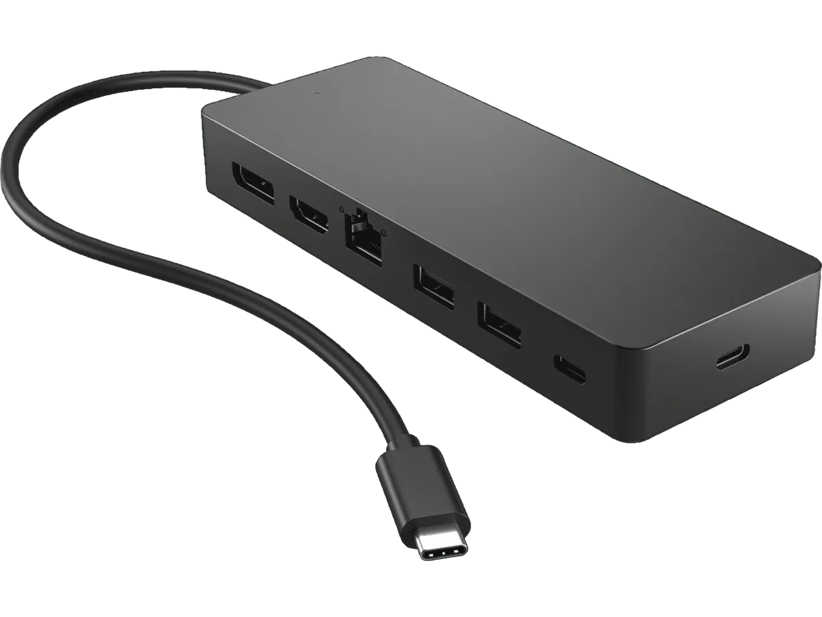 HP Universal USB-C Multi-Port Docking Station – USB-C, USB-A, Dual 4K Display, HDMI, DisplayPort, RJ45 Ethernet - Refurbished