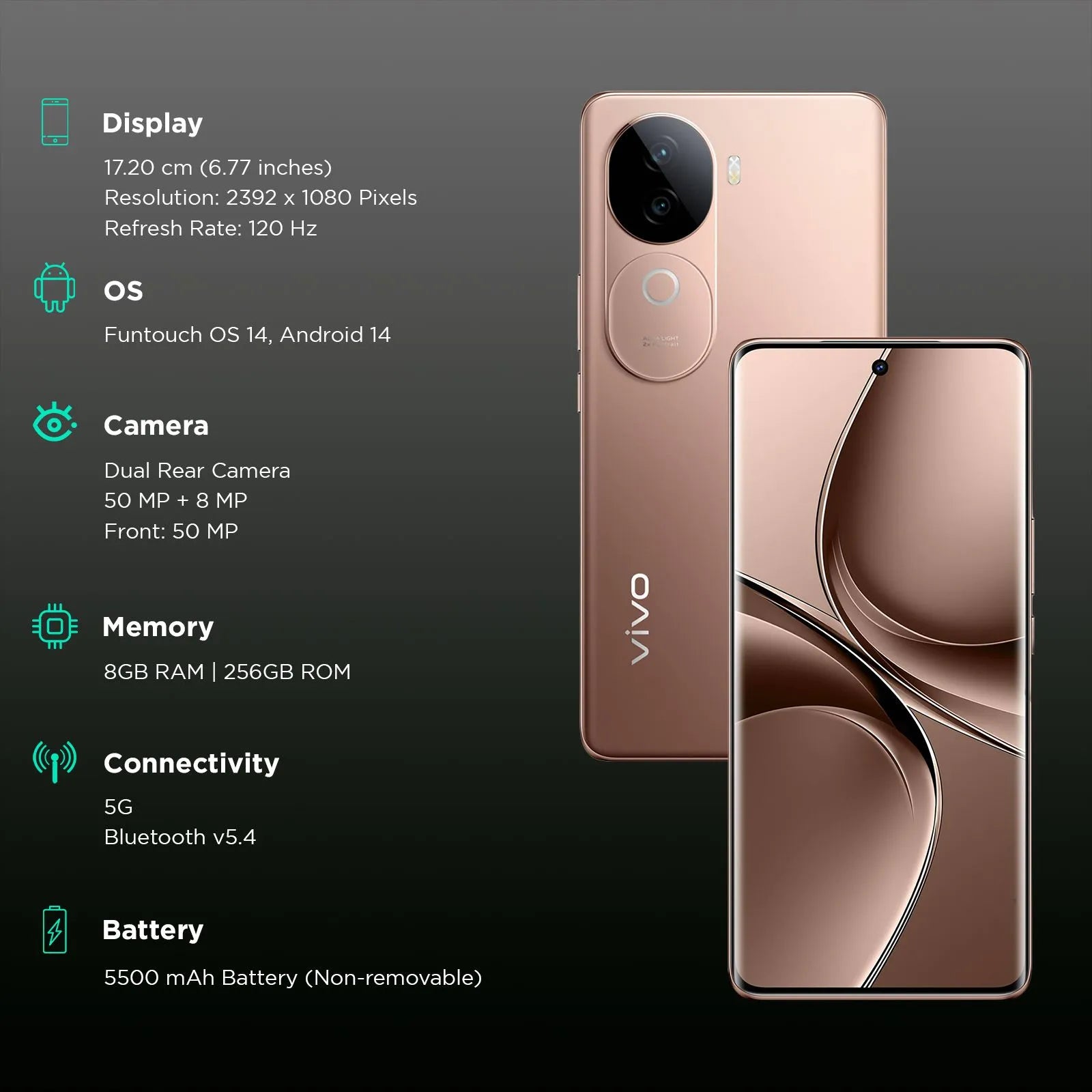 Vivo V40e 5G Royal Bronze 8GB 256GB-Refurbished